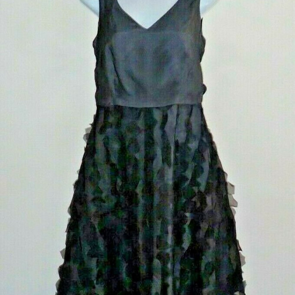 Sara Campbell Party Dress Women 6 Black Ruffle Ove